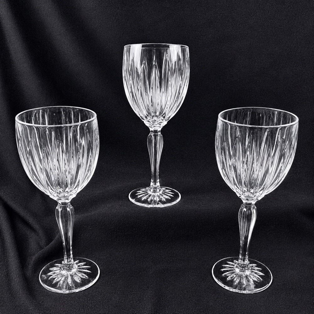 Cristal dArques-Durand Classic Water Goblets Set‎ of 3 Crystal Glass 8 1/8 Inch